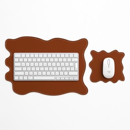 Kit Scrivania in Vera Pelle "Giotto" – Sottomano + Mousepad Artigianali